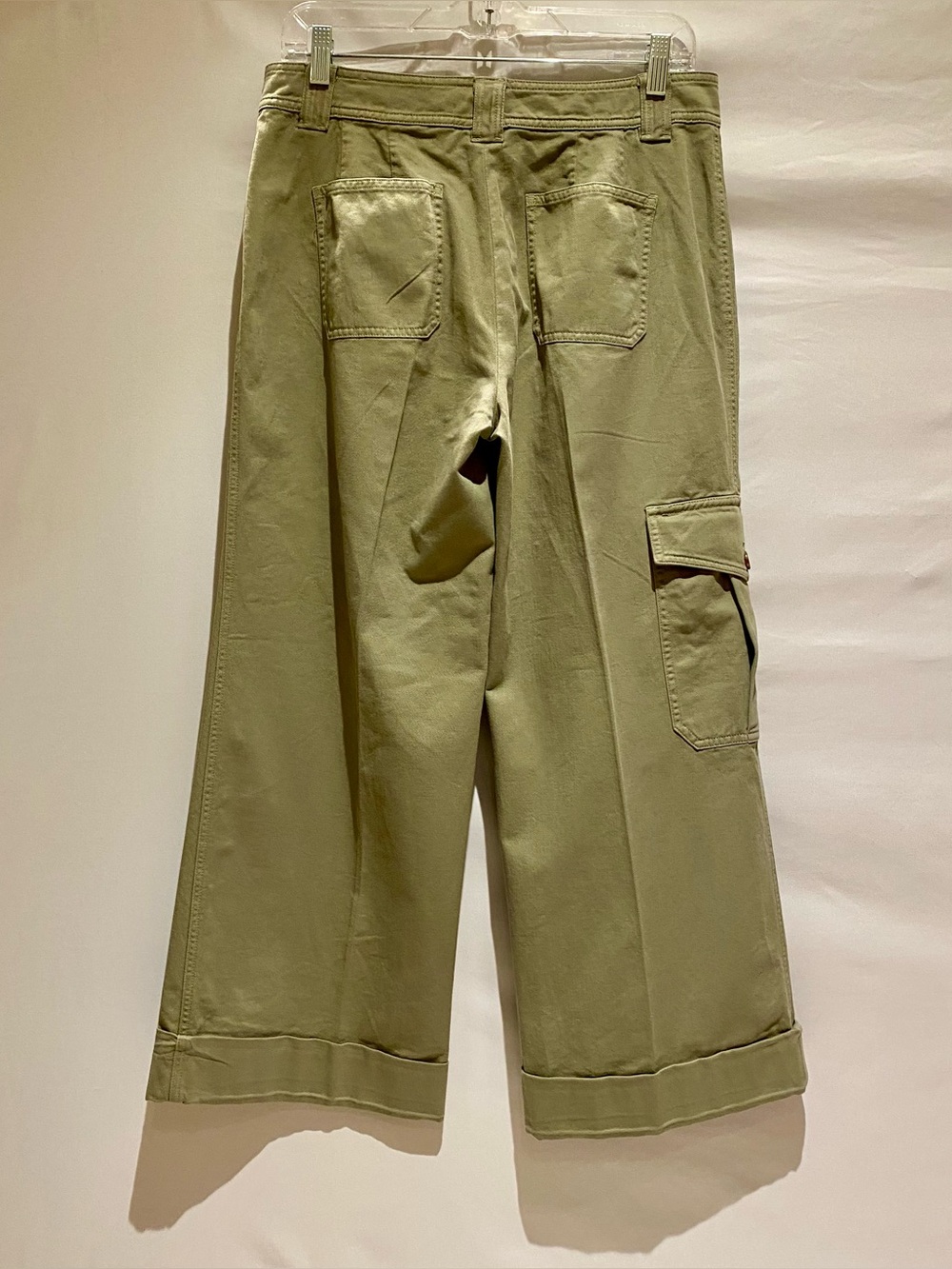 Lauren Ralph Lauren Pleated Cotton Twill Wide-Leg Cargo Pants, size 4 - Picture 5 of 10